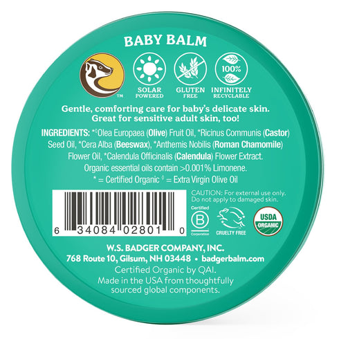Badger Baby Balm - Chamomile & Calendula, Certified Organic, 2 oz (2 Pack) - Cradle Cap & Rash Balm
