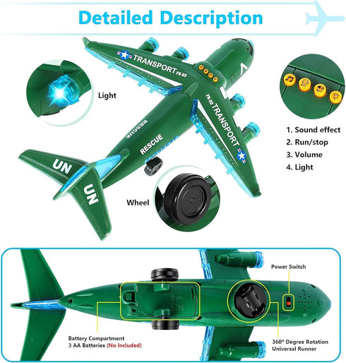 3 4 5 6 7 8 ele ELEOPTION Transport Airplane Toy Aeroplane Infrared Remote Control Plane Toys with Lights and Music
