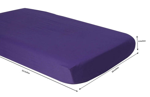 Bacati Solid Purple Fitted Crib Sheet - 28" x 52", Soft Breathable 100% Cotton for Girls