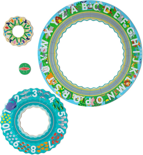 Melissa & Doug Round the Shore Tracks Cardboard Jigsaw Floor Puzzle - 48 Pieces with Wind-Up Vehicles for Boys and