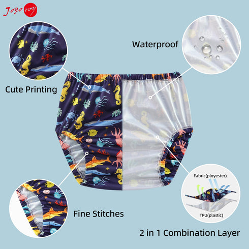 6Pcs 5T Joyo roy Waterproof Cloth Diaper Cover Reusable Plastic Training Pants for Toddlers Diaper Covers for Boys Leak