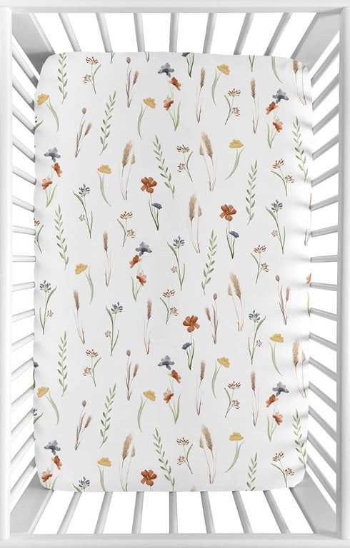Sweet Jojo Designs Baby Fitted Mini Crib Sheet (Multicolor Boho Floral) for