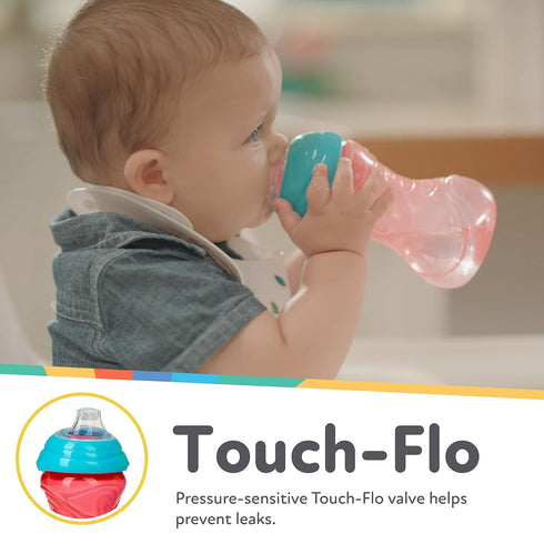 Nuby Clik-It Soft Spout No-Spill Easy Grip Sippy Cup for Boys - 10 Oz (3-Pack) - 6+ Months