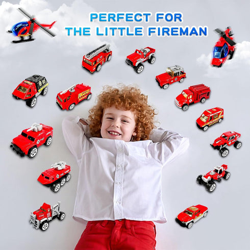 15 Pack Set, 3-12+ OTONOPI Fire Truck Toys Fire Engine Emergency Vehicles, Die Cast Mini Rescue Emergency Car Toy