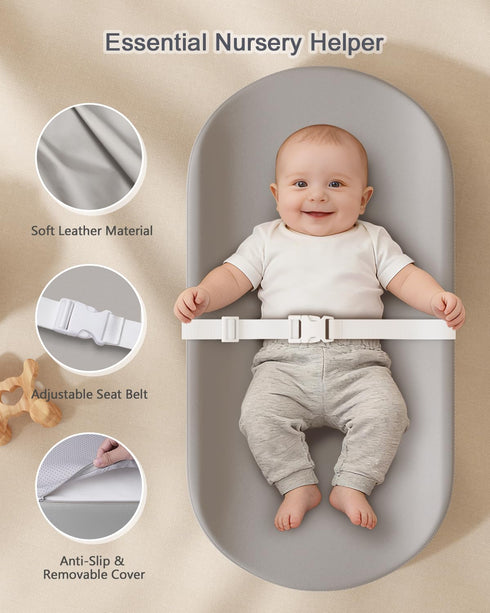 YACODAVO Baby Changing Pad with Vegan Leather Cover, Waterproof & Wipe-Clean Changing Pad for Toddler, Flat Foam Travel