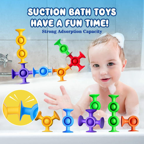 Baby Bath Toys Suction Toy: No Hole Bath Toy for Baby Toddlers Sensory Fidget Toys for Autism Fine Motor Skills Suction