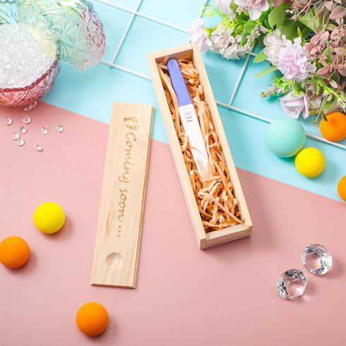 Qunclay Pregnancy Test Keepsake Box Surprise Pregnancy Announcement Box Wooden Baby for Husband Grandparents Baby