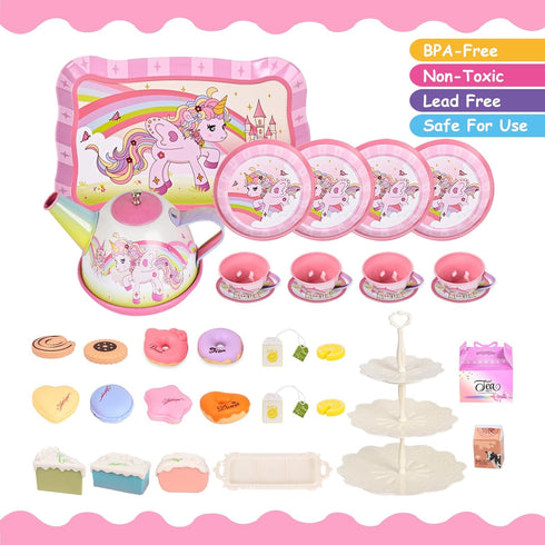 Set Girls,39 Set Set 3 4 5 6 7 8 Tea Party for Little Pcs Unicorn Tea Toys with Dessert,Cake