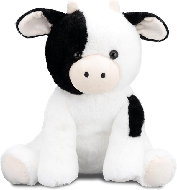 Calf Cow Stuffed Animals Plush Toys for Kids, Black and White Holstein Friesian Cow, 14 inches Birthday Gift