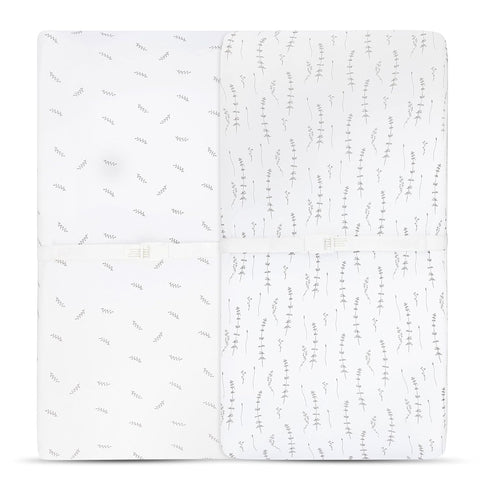Pack Set Changing Pad Cover and n Play Sheet Bundle (Forest Grey Leaf Collection)