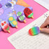 DOMG 16Pcs Ice Cream Erasers for Kids, Cute Fruit Shaped Fun Food Erasers for Classroom Rewards and Party Favors