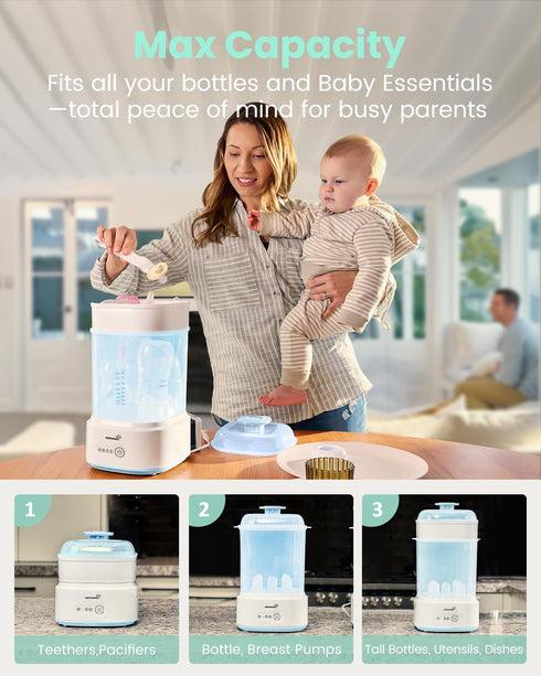 Bottle Sterilizer and Dryer, Compact Electric Steam Baby Bottle Sterilizer (Esterilizador de Biberones), Bottle