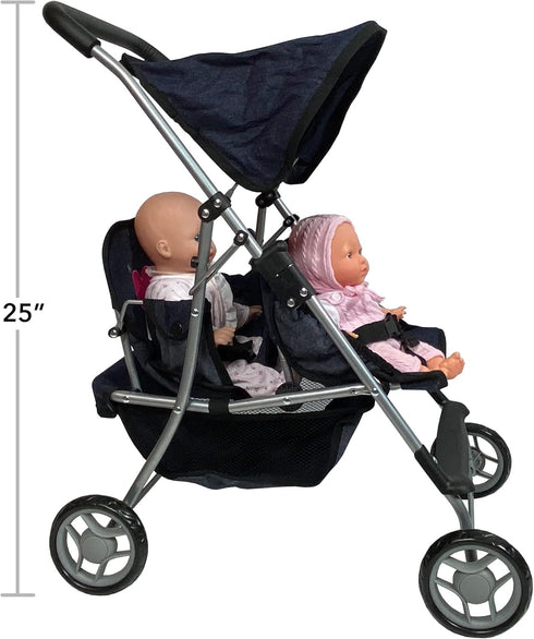 The New York Doll Collection First Twin Stroller - Cutest Heart Design Baby Strollers Great Toy Gift for Toddlers