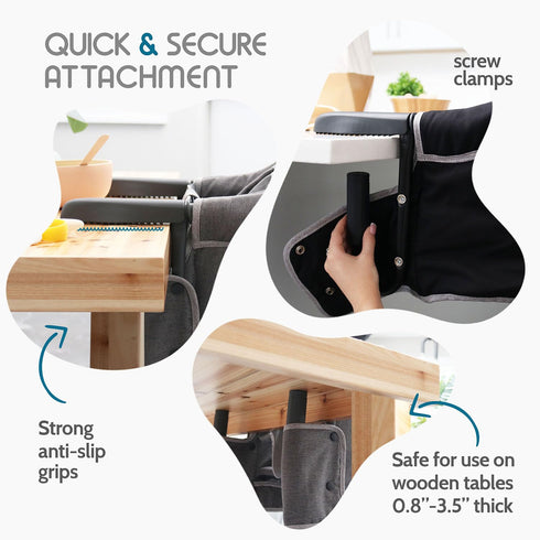 Hook On High Chair for Baby - Baby High Chair that Attaches to Table - Clip On High Chair to Table - Portable High