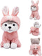 BABOLI Cuddly Husky Stuffed Animals Soft Toys with Adorable Bunny-Style Clothes Super Cute