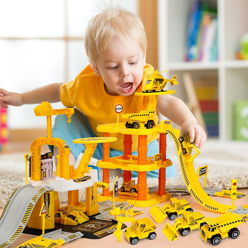 Set 3 4 5 6 TOY Life Construction Toys - Toy Construction Vehicles with Toy Trucks for Year Old Boys - Toy Car Garage