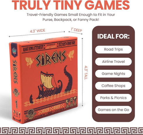 Sirens | Greek Mythology Themed Travel Size Board Game, Strategic Musical Card Drafting Game for 1-2 Players
