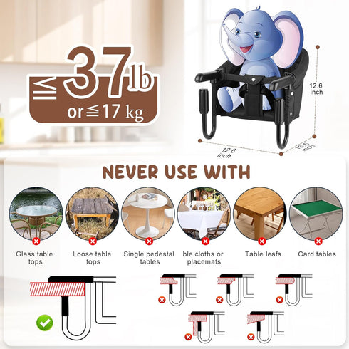 (6-36 Hook-On High Chair for Babies Toddlers Months),Portable High Chair for Chairs at Table, Attach to Fast Table