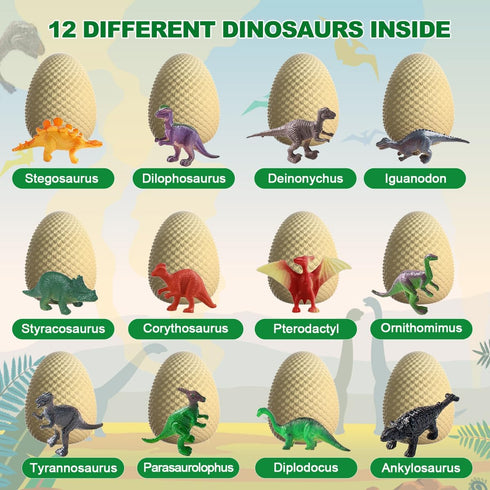 EARTH'SCODE Dinosaur Eggs, 12 Pcs Excavation Dig Kit, Dinosaur Toys for Kids, Party Gifts for Ages 6-12
