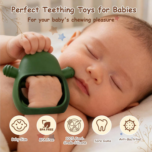 Baby Rattle Teething Toys Silicone Avocado Teething Mitten Sensory Toys for Grasping Chewing Sucking Hearing Needs-Baby