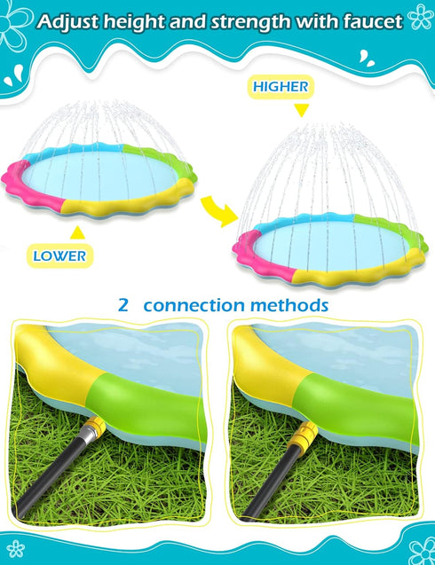 Jasonwell Splash Pad Sprinkler for Kids, Inflatable Splash Play Mat, Outdoor Water Toys for Baby Toddler Pool, Backyard