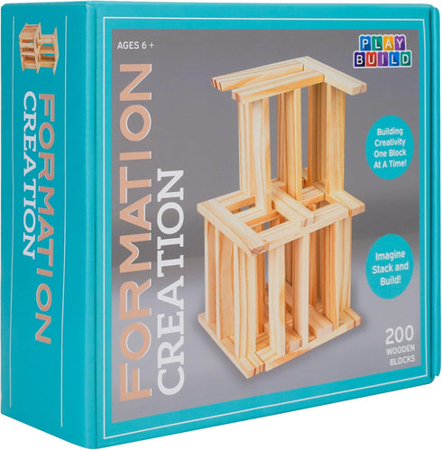 Set 200-Piece Wooden Building Blocks - Plank Block Construction Toys, STEM Educational Wood Toy for Kids and Toddlers