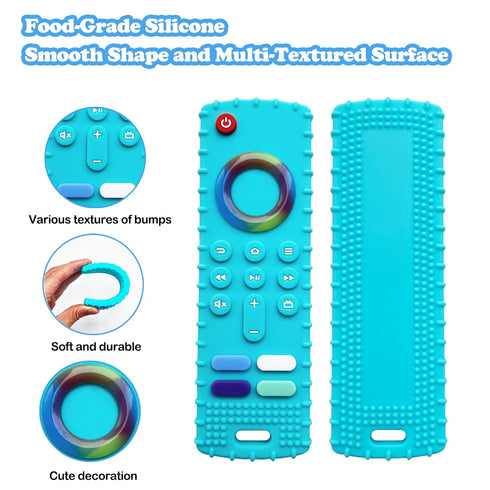 Baby Teething Toys, Food Grade Silicone Teether for Babies 3-18 Months, Fire Stick TV Remote Shape, BPA Free