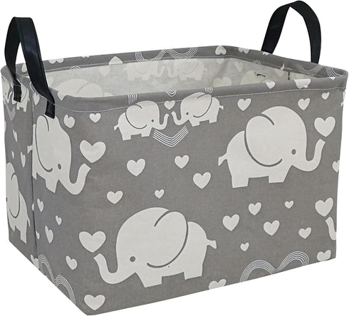 Rectangle Kids Gift Storage Basket - Organizer Box for Clothes, Laundry Hamper, Toys, Nursery Basket with Handles
