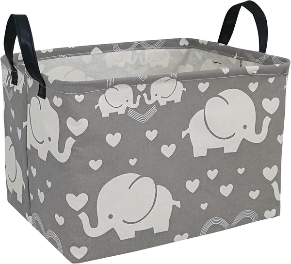 Rectangle Kids Gift Storage Basket - Organizer Box for Clothes, Laundry Hamper, Toys, Nursery Basket with Handles