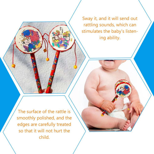 Toddmomy Baby Tots Wooden Monkey Drums Rattle, Musical Toys for Infants