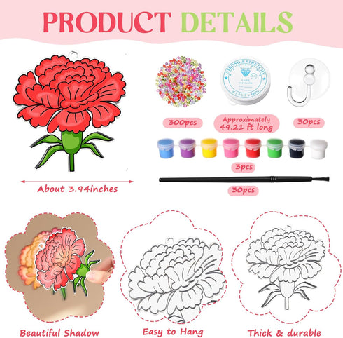 Dunzoom 30 Set Spring Craft Kit Suncatchers Kit Spring Flower DIY Suncatchers Craft Kit Make Your Own Suncatcher Paint