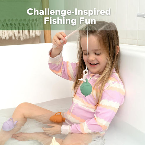 Set, 3-5, 3 haakaa Baby Bath Fishing Toy Mold Free Food Grade Silicone Bathtub Fishing Toy for Toddler & Kids Ages