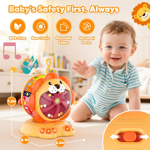 1-2 Alphabet Learning Toys for Toddlers Year Old, Lion Spin and Sing ABC Letter Interactive Toys with Lights Sound
