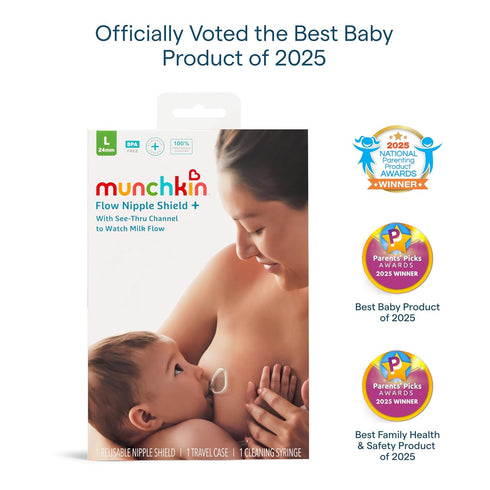 16mm Munchkin Flow Breastmilk and Latch Monitor, Nipple Shield for Newborn with See-Thru Channel to Check Milk Flow
