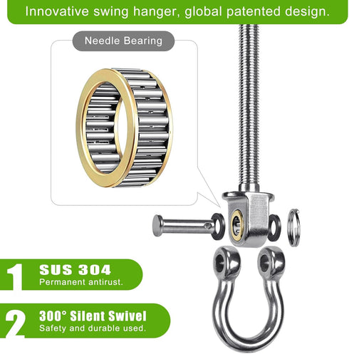 BeneLabel Heavy Duty Swing Hangers, Set of 6 Stainless Steel 304 Hardware for Hanging Hammocks, 1500LB Capacity