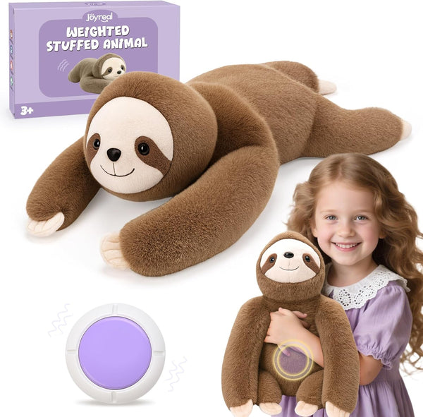 Joyreal Sloth Sensory Weighted Vibrating Pillow, Pressure Activated for Kids Adults, Plush