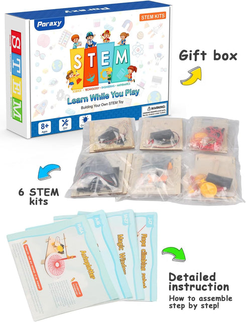 6 1 8-12, 3D 7 8 9 10 11 12 13 Poraxy in STEM Toys for Kids Ages STEM Kits, Wooden Puzzles, Educational Science