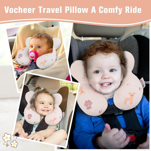 vocheer Baby Neck Pillow(Upgraded), Cotton, Baby Support Pillow, Car Seat Pillows for Newborn, Carseat Head and Body
