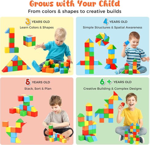 28PCS 1.3 Inch 3-6, LovesTown Large Magnetic Blocks for Toddlers Ages Magnet Building Cubes Montessori STEM Preschool