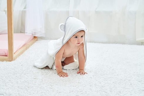 30 40 Inch HIPHOP PANDA Hooded Towel - Rayon Made from Bamboo, Bath Towel with Bear Ears for Newborn, Babie, Toddler