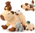 5-in-1 Capybara Stuffed Animals with Babies Inside, 15.75'' Capybara Mommy with 4