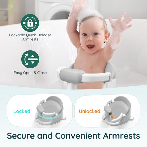 PANUSU 360 6-24 Baby Bath Seat Baby Bathtub - with Strong Suction Cups and Surround Support Easy Release, Non-Slip