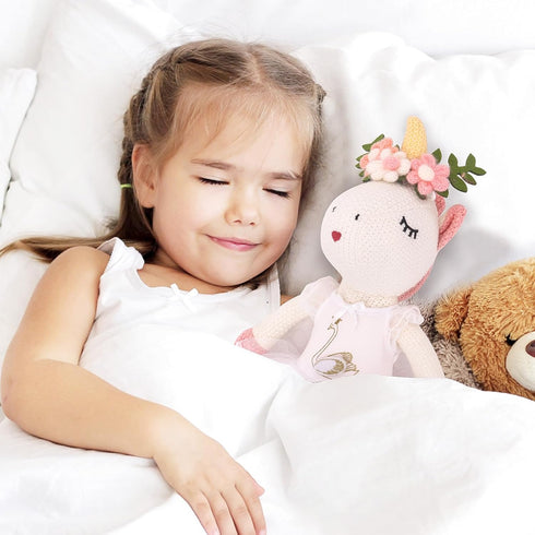 SUPERGFS 3 4 5 6 Unicorn Stuffed Animals Plush Ballerina Baby Doll with Doll Carrier Cloth Accessories Ballet Shoes