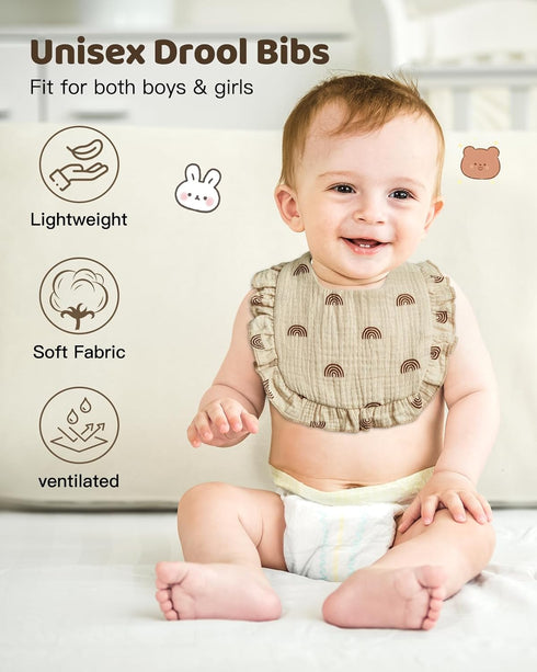 Lictin Muslin Baby Drool Bibs - 8 Pack Cotton Bandana Bibs, Unisex