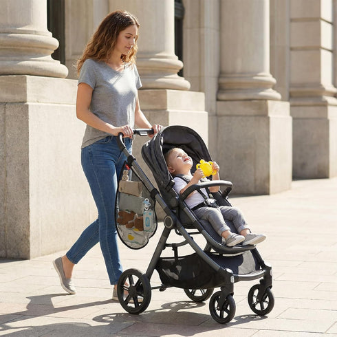 KFHENSOMR Universal Stroller Organizer Side Sling Polyester Net Mesh Bag in Black Fits for Nuna, Baby Jogger, Britax