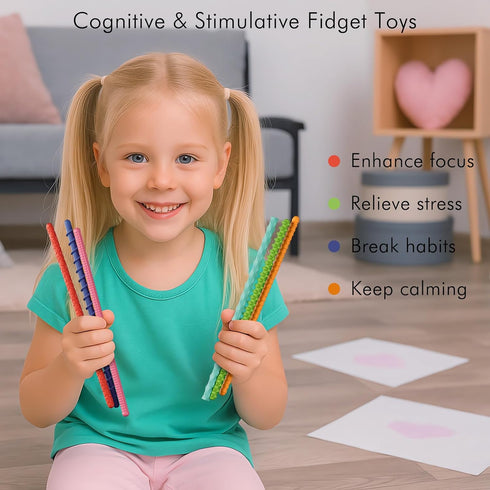 TIKWORK Adults,6PCS Sensory Fidget Toys for Kids Flexible Fidget Sticks for Stress Anxiety Autistic ADHD, Calm Down
