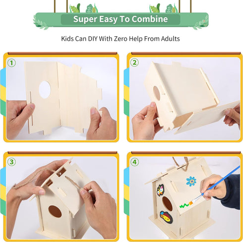 ILHSTY 12 Pack 12 12 (12) Large DIY Bird Houses Kits for Kids, Kids Craft Kits Wood Houses for DIY Crafts Class Party