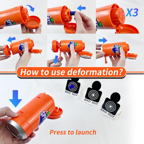 AGM MASTECH Transforming Soda Can Toy Gun, Shoots Soft Foam Darts, Ideal Gift for Boys and Girls, Indoor Outdoor Play