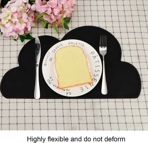 2pcs Children Cloud Shape Placemat, Silicone Suction Baby Bowl Insulation Feeding Plate Set