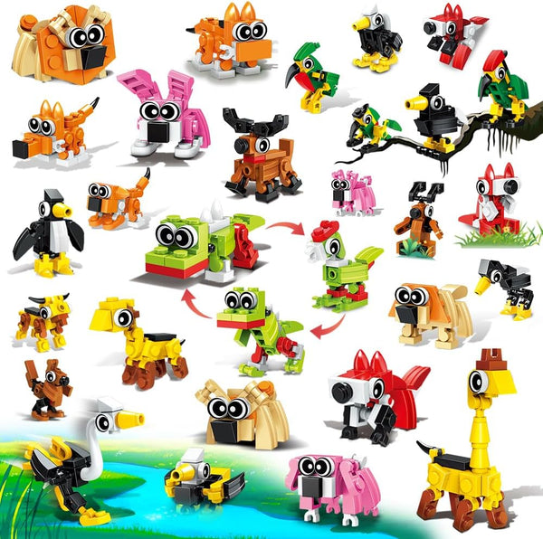 30 Pack Party Favors for Kids Building Toy, 750 PCS Animals Building Block Set for Goodie Bag Stuffers, Classroom Prizes